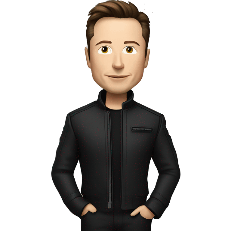 Elon musk with black spaceX collarless jacket emoji