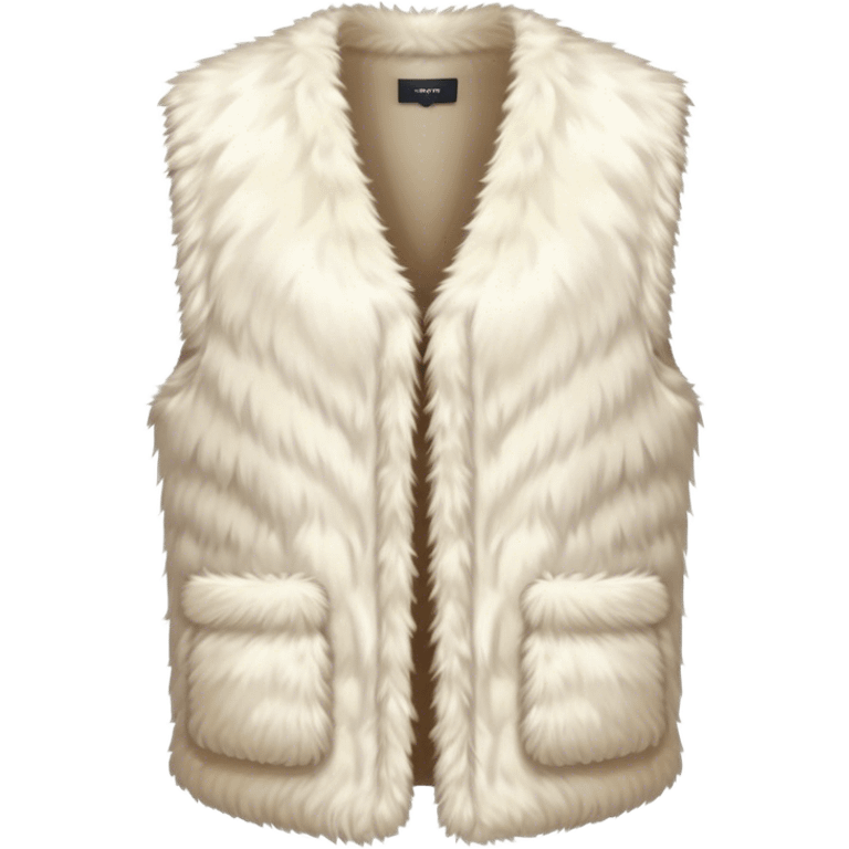 A plain, fluffy fur vest in near-white cream color without pockets emoji