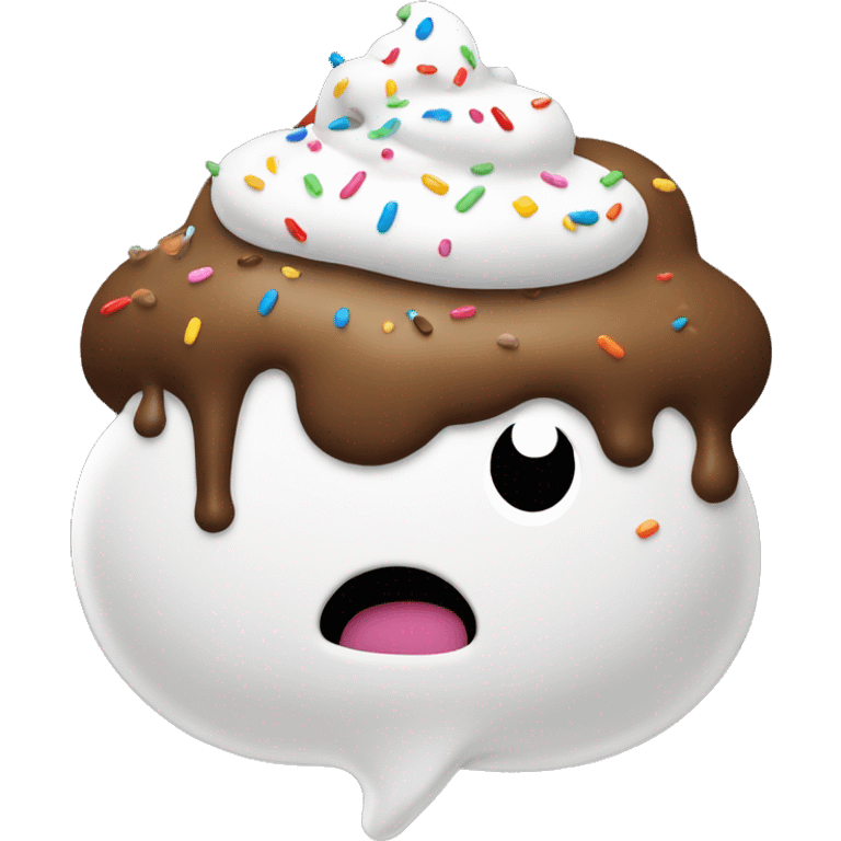 Poop emoji but white like squirty cream with sprinkles on top emoji