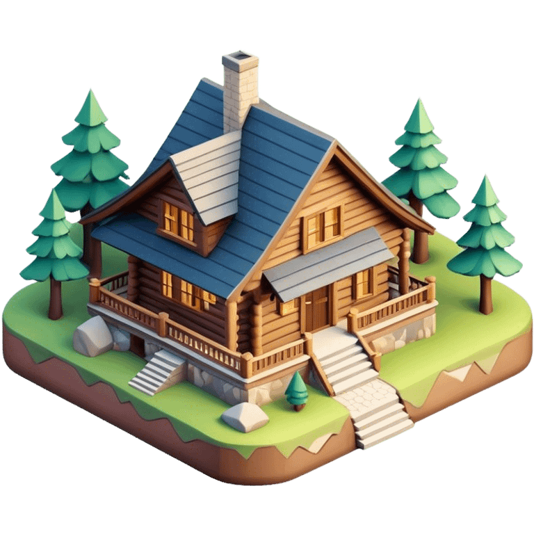 3d-isometric-Mountain-Cabin-mansion emoji