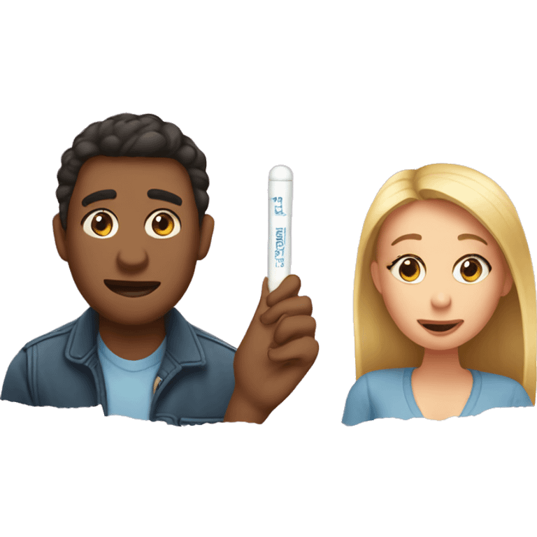 couple looking at pregnancy test emoji