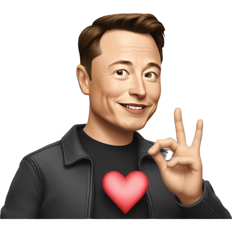 Elon musk making heart sign emoji