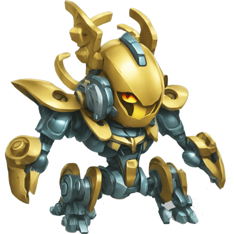 Metallic medabot-dragon with gears emoji