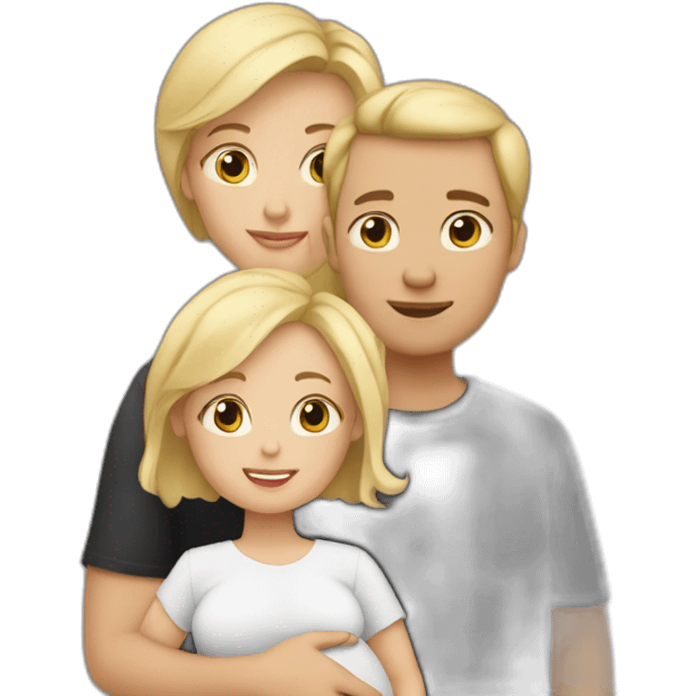 Family;blonde-haired-pregnant-mother, blonde-haired-baby-boy, black-haired-dad emoji