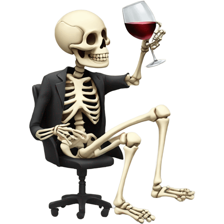 Skeleton drinking wine emoji