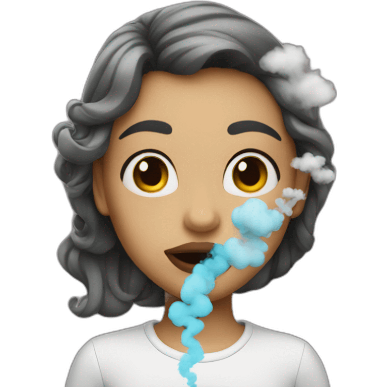 girl with smoke on her mouth emoji