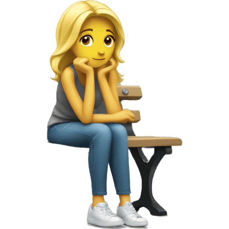 Blond woman waiting on a bench emoji