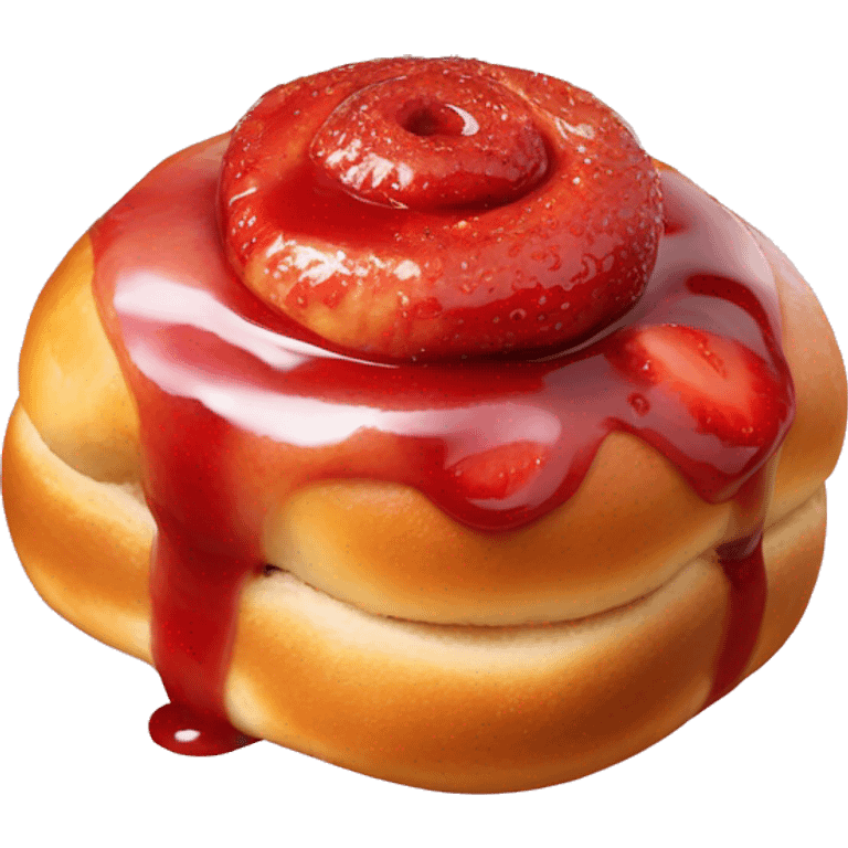 Cinnamon bun with strawberry sauce on top emoji