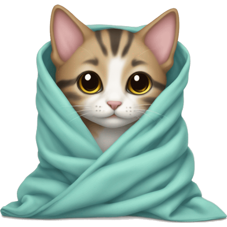 Small kitten cover in blanket emoji