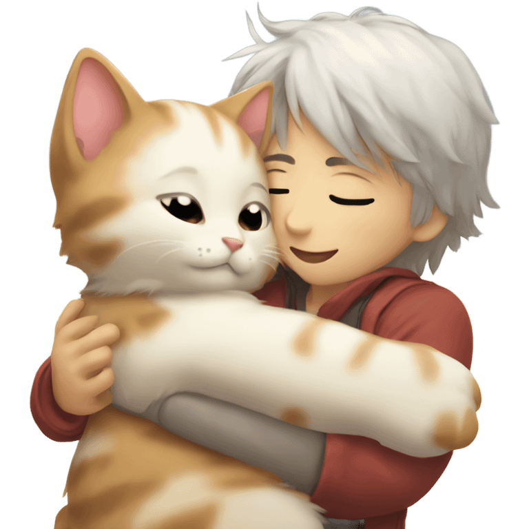 Cute anime kitten hug emoji