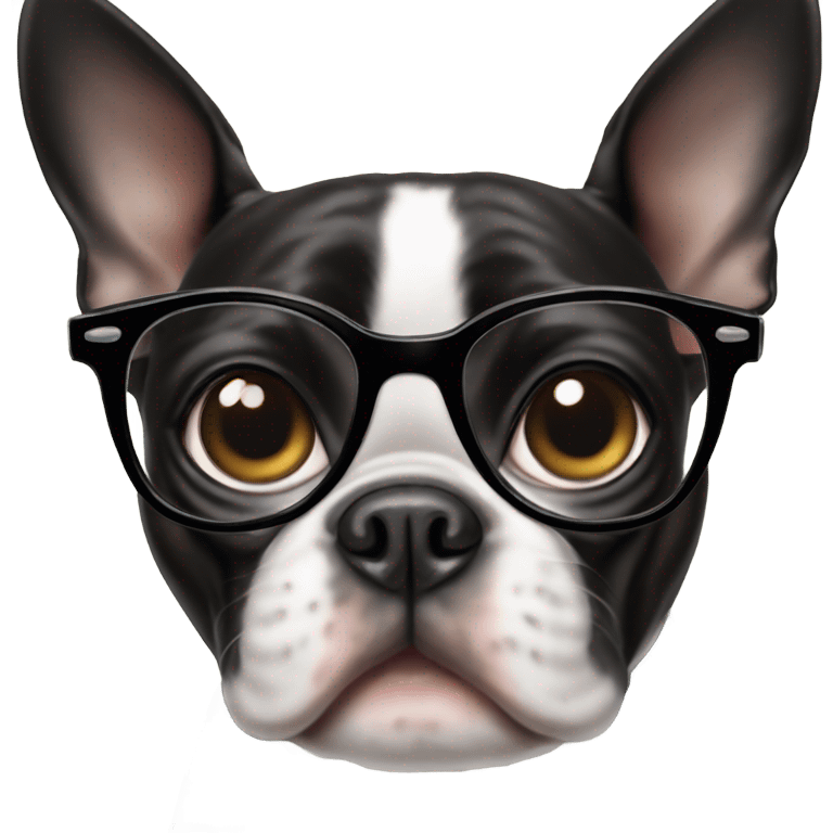 Boston terrier with glasses emoji