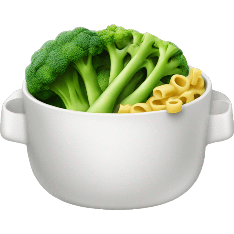 dish with macaroni and pieces of broccoli emoji