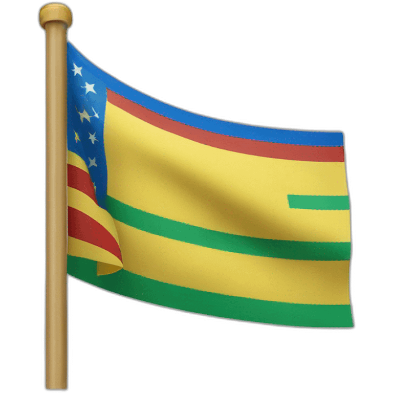 Tricolor flag with a blue stripe at the top, a green stripe in the middle and another yellow stripe at the bottom. To finish the letter "yaz" in red in the middle emoji