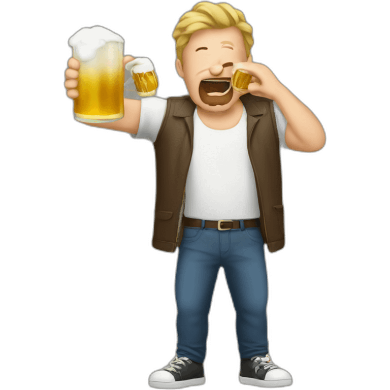 Man chugging beer emoji