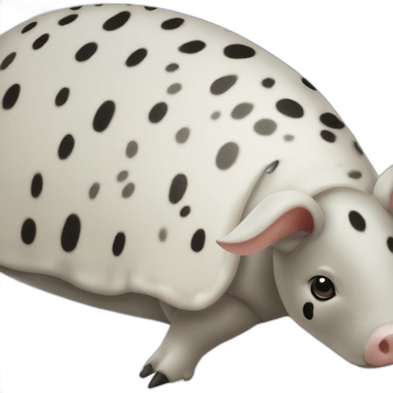 White pig armadillo cow centipede insect with black spots emoji