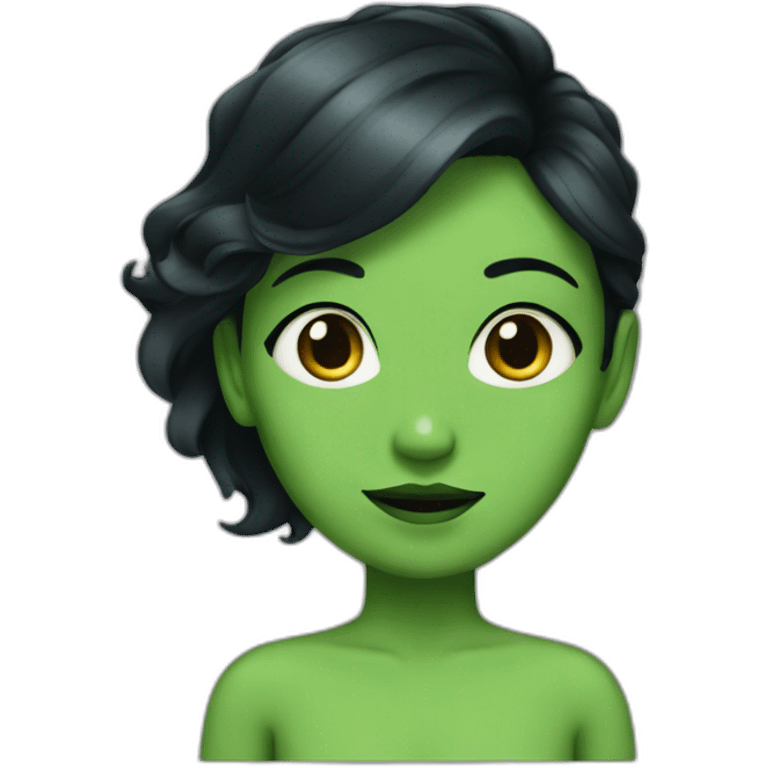 girl with black hair and green skin emoji