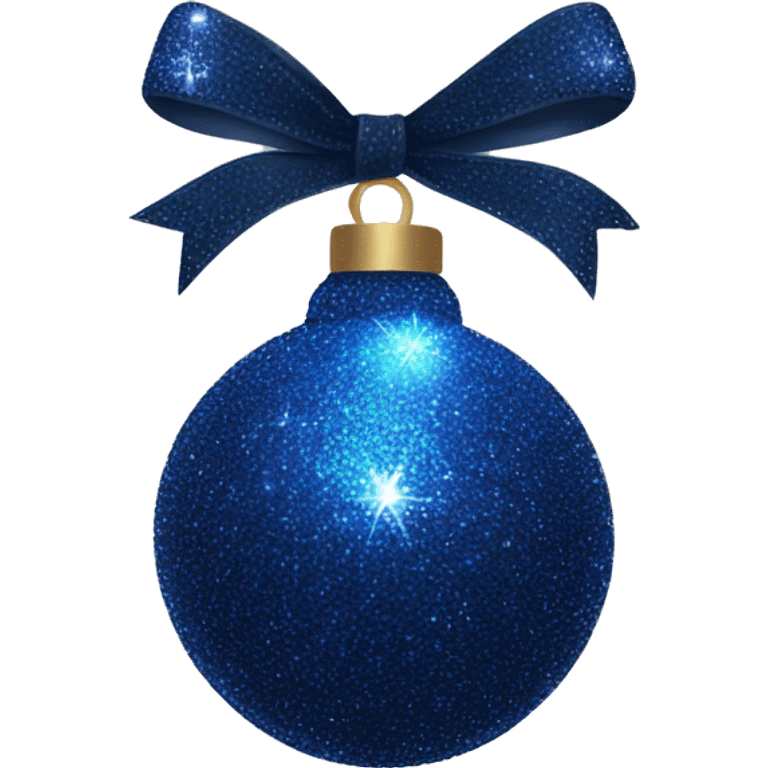 Dark blue sparkly christmas bulb with  bow emoji