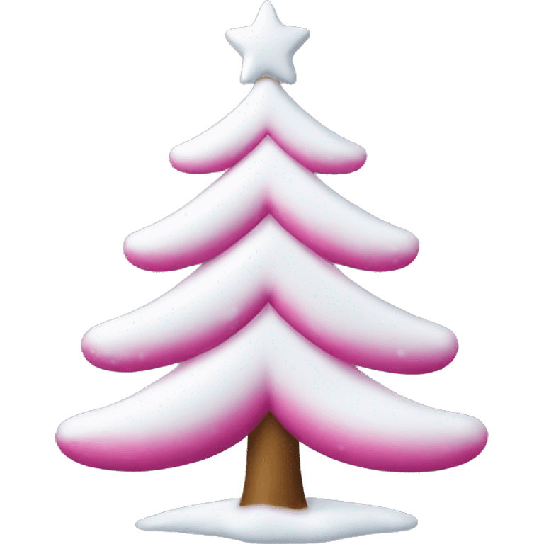 christmas tree with snow and pink ornaments  emoji