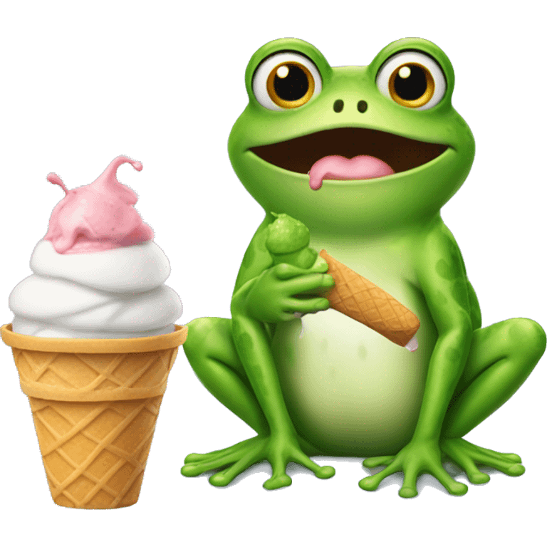 Frog with ice cream emoji