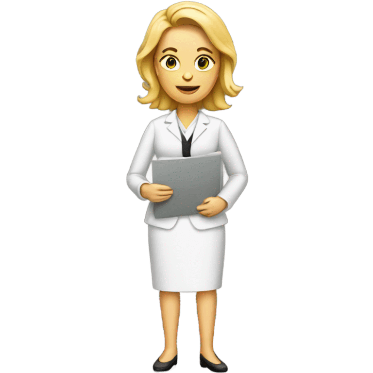 White woman holding a resume emoji