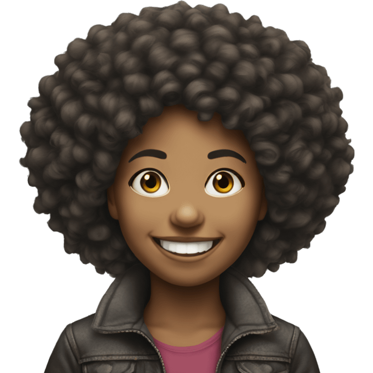 Hyper realist smiling girl with afro hairstyle emoji