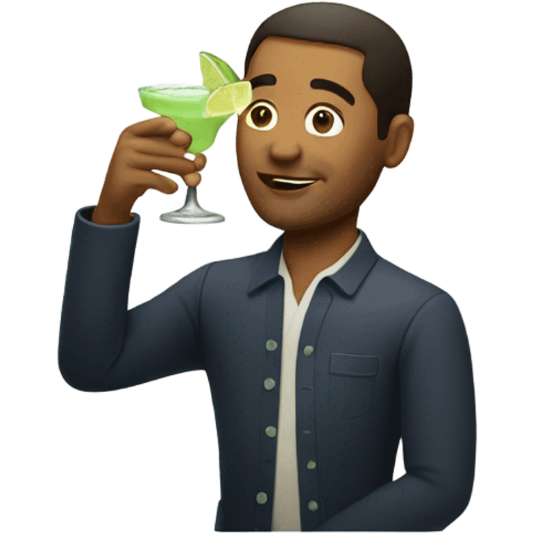 Man drinking a margarita on the be emoji