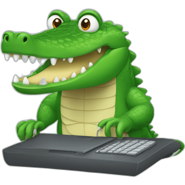 crocodile typing in computer emoji