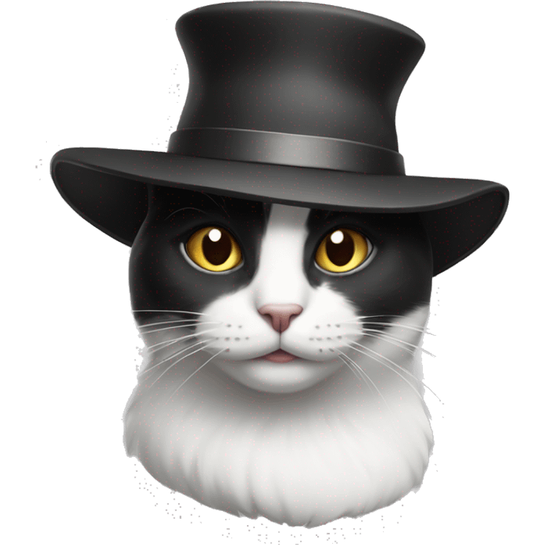 Black and white cat with a hat emoji