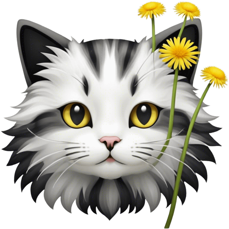 Cat breathing on dandelion emoji