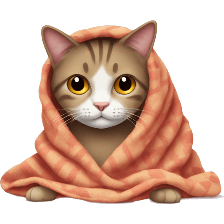 Make emoji of a cat covered by blanket emoji