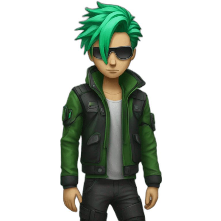 Cyberpunk men with Green hair emoji