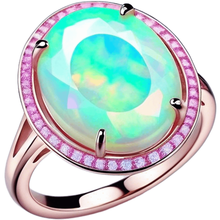 Cinematic Realistic Opal Emoji, Mystical and iridescent, with shifting colors of blue, green, and pink that dance across the smooth, milky surface. The gem’s unique play of light creates a mesmerizing, fluid effect, while a soft, glowing halo surrounds the stone. Soft glowing outline, capturing the essence of magic and mystery in a radiant opal. emoji