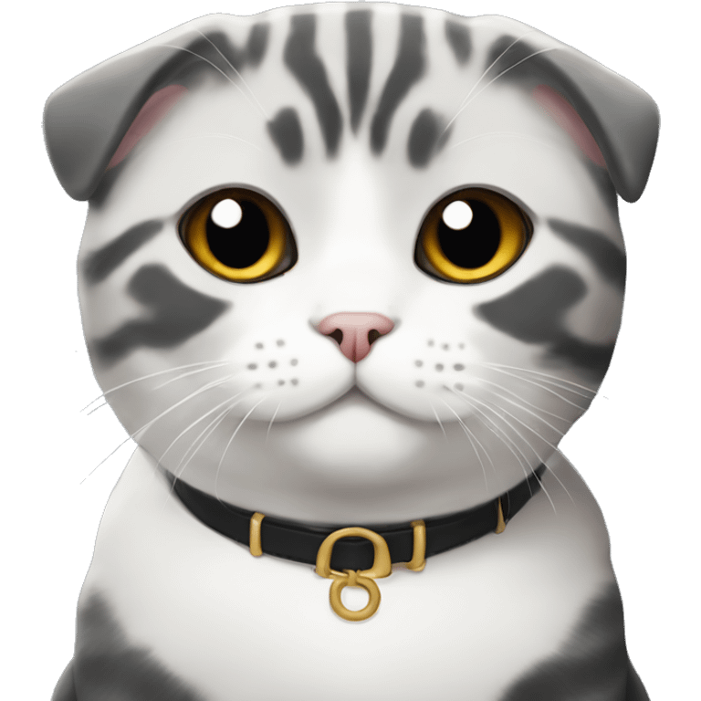 black and white scottish fold cat emoji