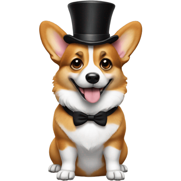 corgi wearing a top hat emoji