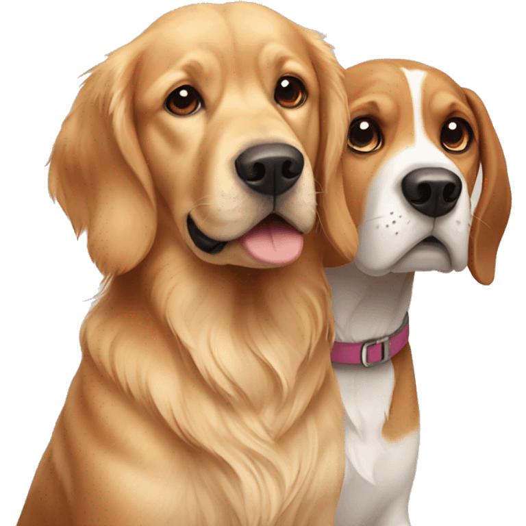 a golden retriever and a beagle best friends emoji