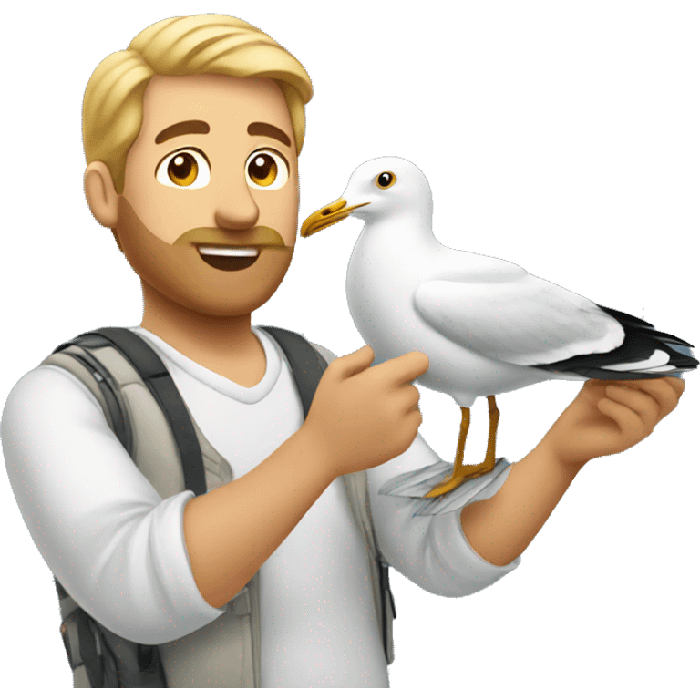 Man taking seagull photography emoji