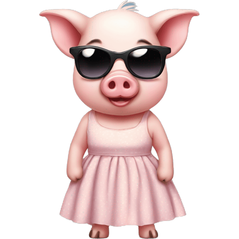 Cute pig wearing sunglasses in a dress emoji