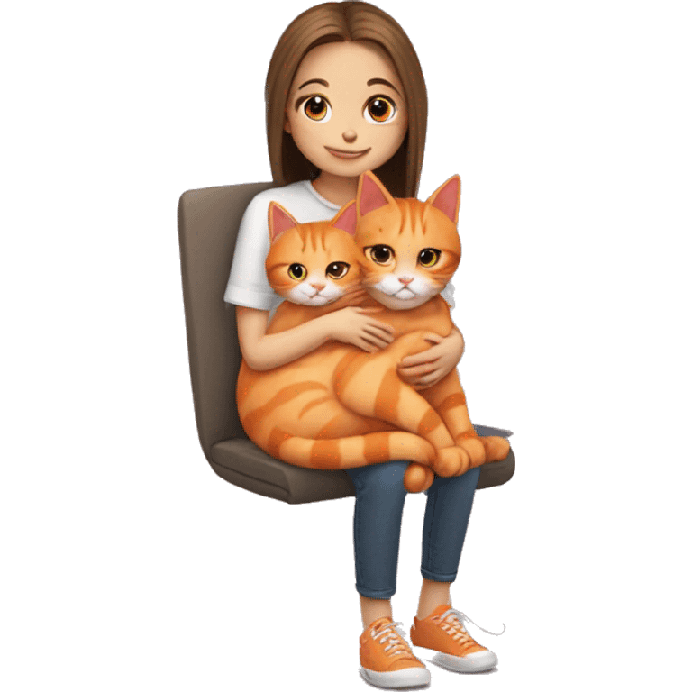 Multiple orange cats in cute girl’s lap emoji