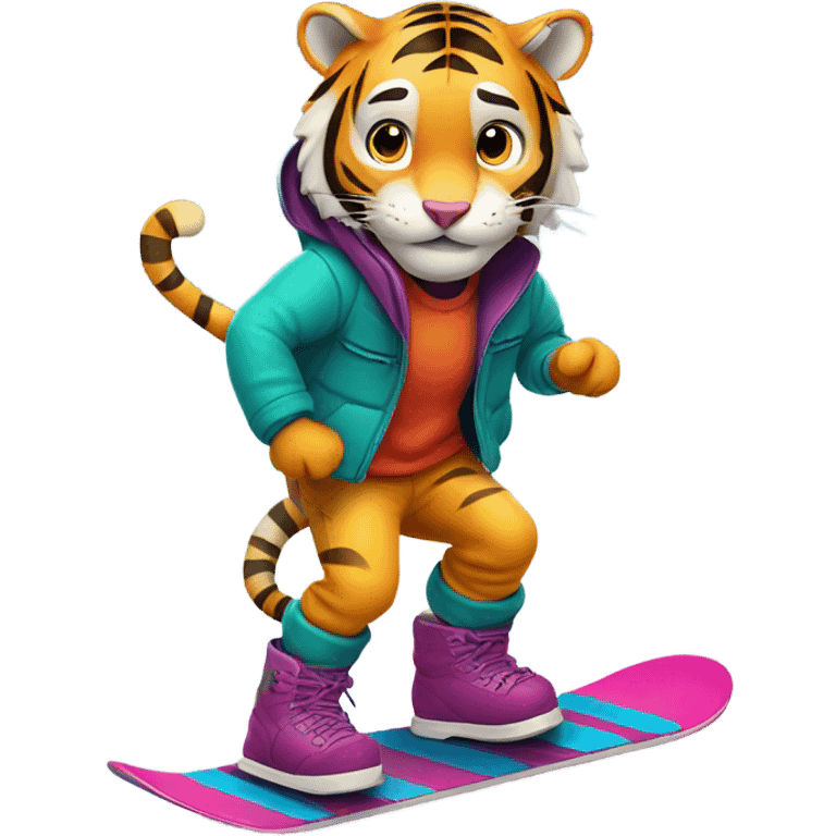 Tiger snowboarding  emoji