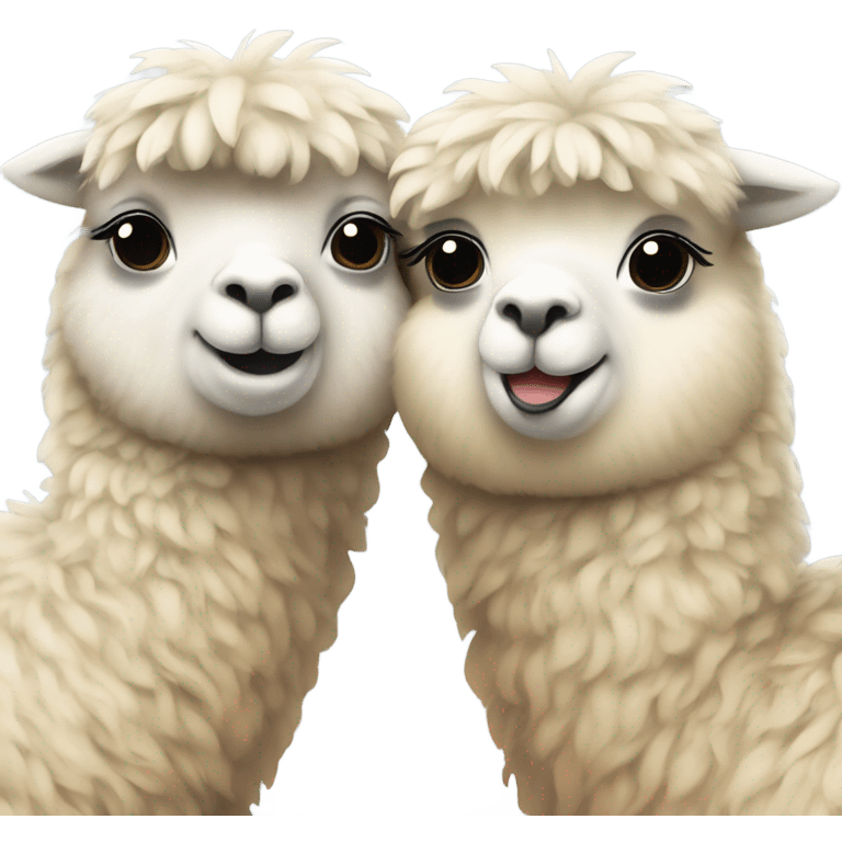 two alpacas hugging emoji