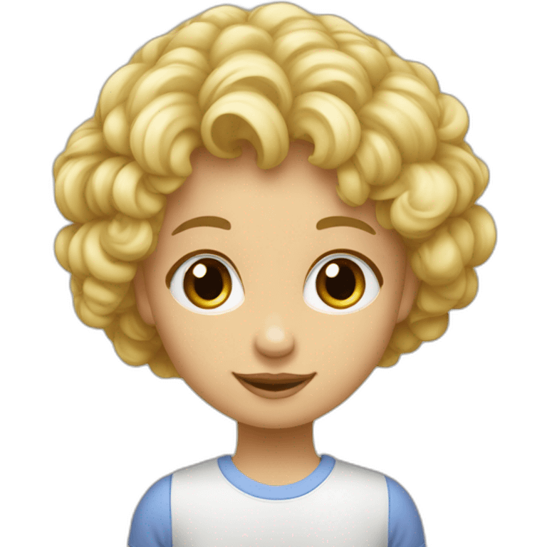 Enfant cheveux bouclée blond avec euye emoji