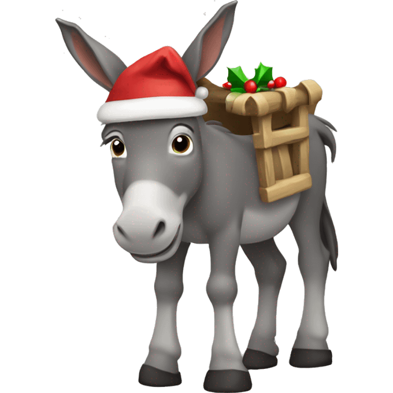 Donkey with a Christmas manger emoji