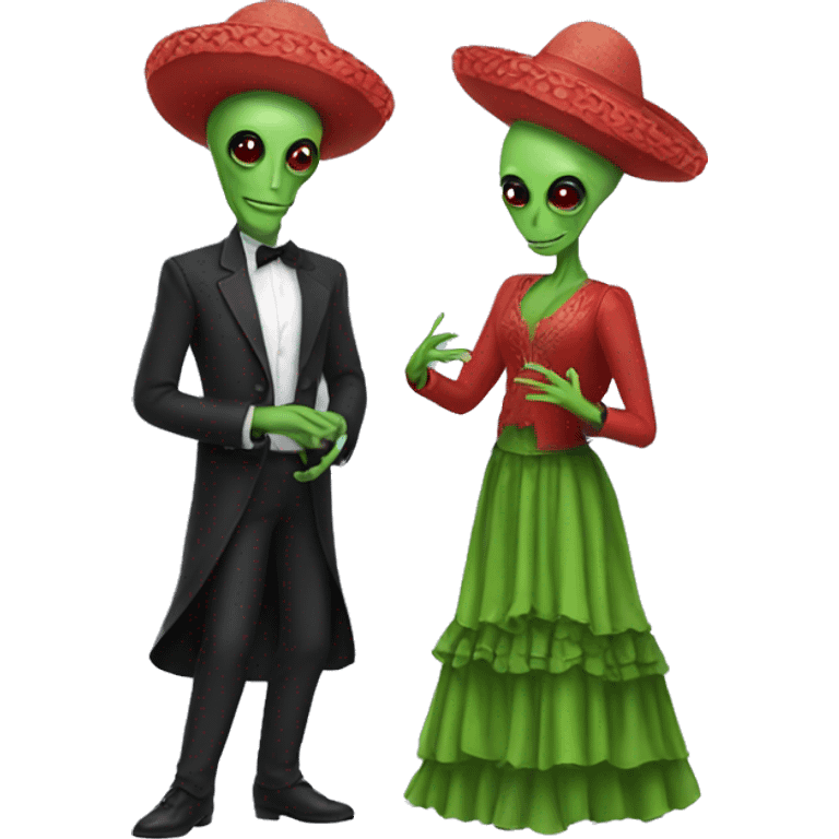 Two aliens dressed in flamenco attire. emoji