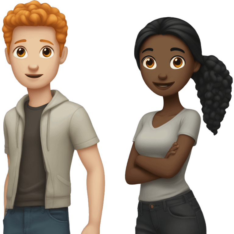 Black hair girl and ginger boy emoji