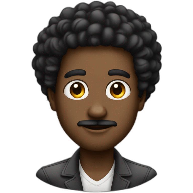 20 years black men with mini twisted afro and a small black moustache emoji