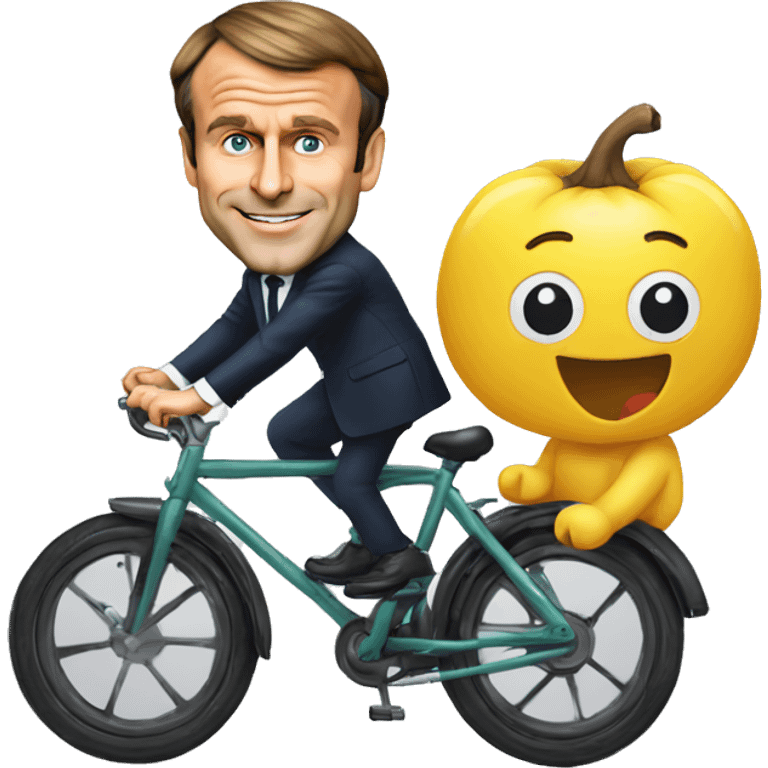 emmanuel macron sur un velo emoji