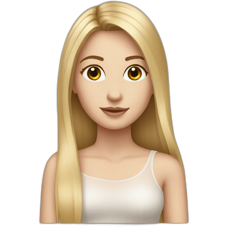 caucasian girl, long straight blonde hair, sheer top emoji