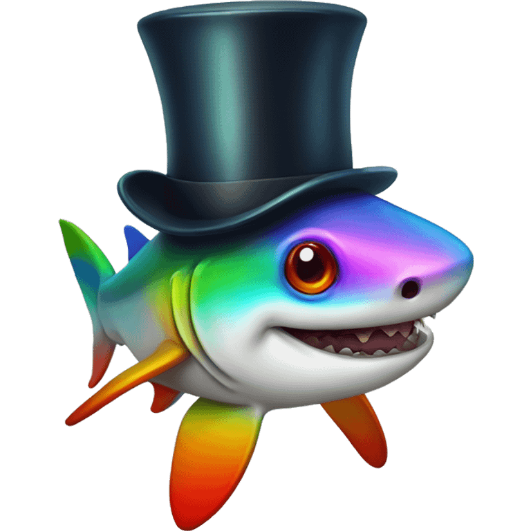 Rainbow shark with a monocle and a top hat  emoji