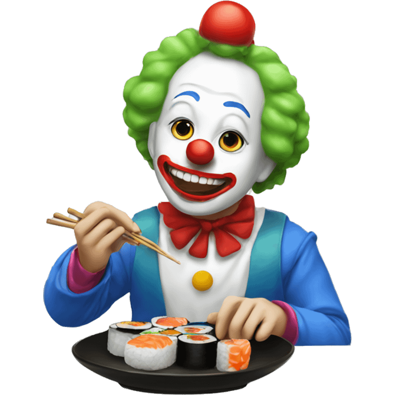 a clown eating sushi emoji