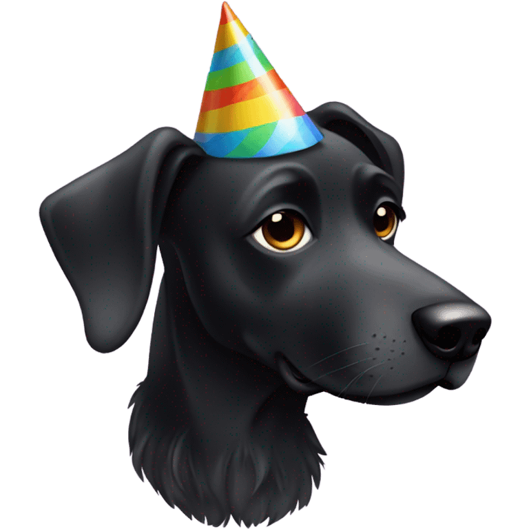 Black dog in a birthday hat emoji